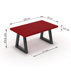 Dohányzóasztal - Bala fekete lábbal - Chilli piros, méret: 100x60