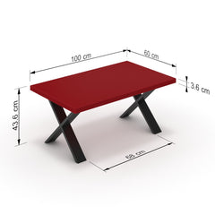 Dohányzóasztal - Préma fekete lábbal - Chilli piros, méret: 100x60