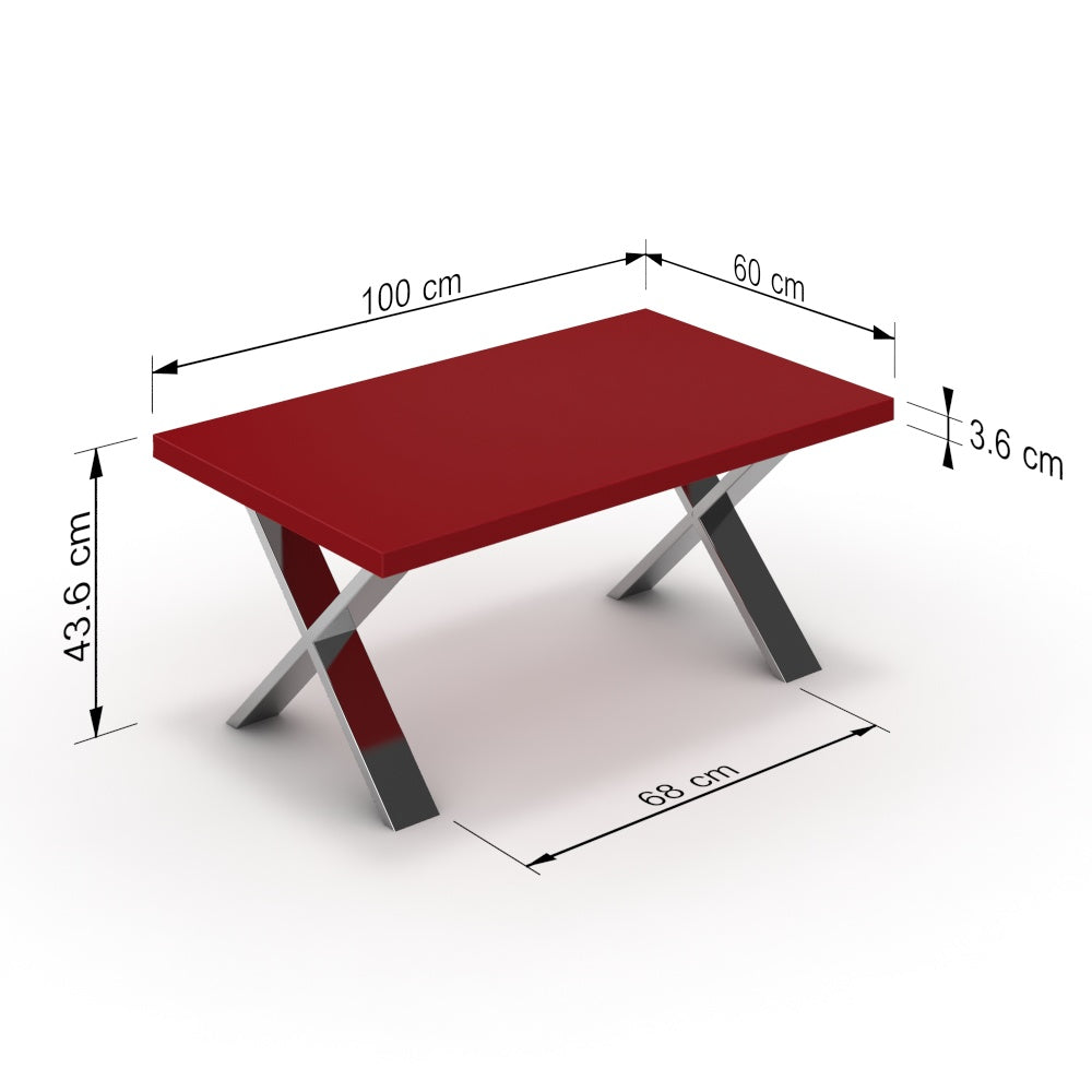 Dohányzóasztal - Préma króm lábbal - Chilli piros, méret: 100x60