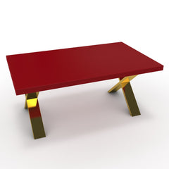 Dohányzóasztal - Préma arany lábbal - Chilli piros, méret: 100x60