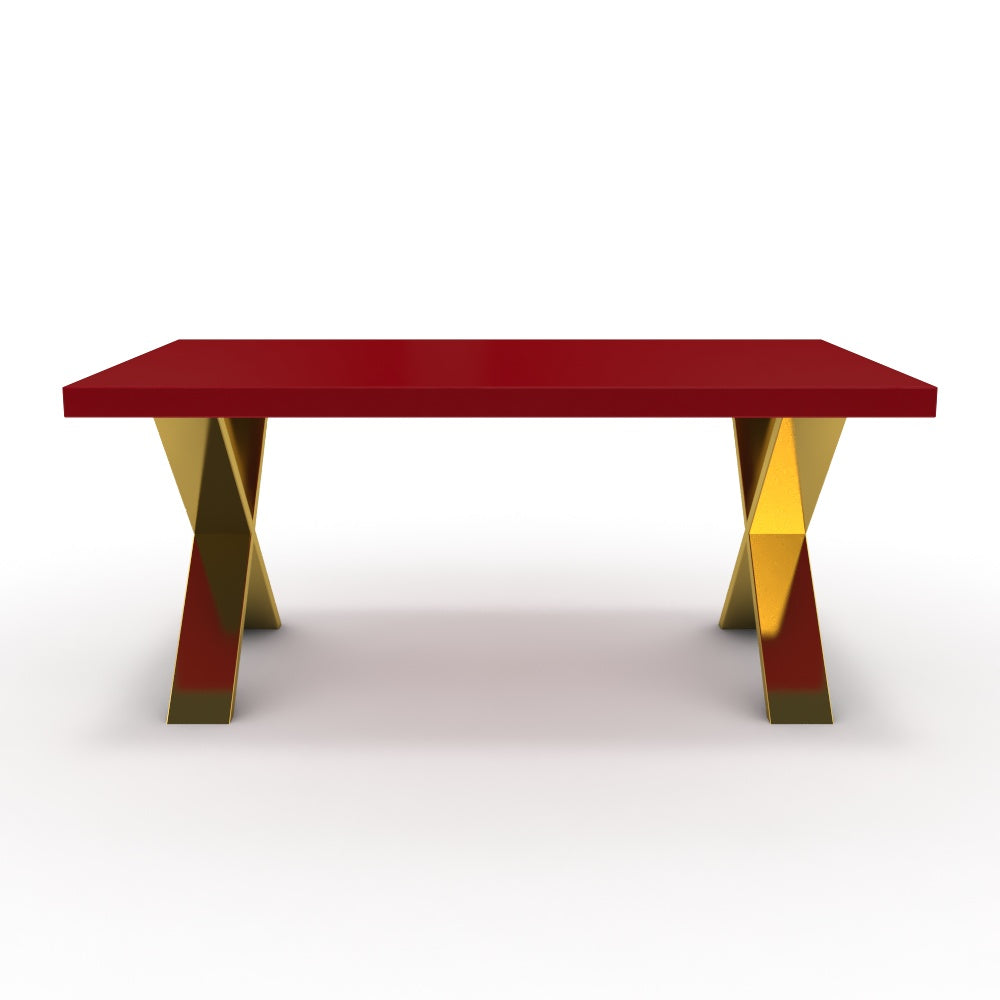 Dohányzóasztal - Préma arany lábbal - Chilli piros, méret: 100x60