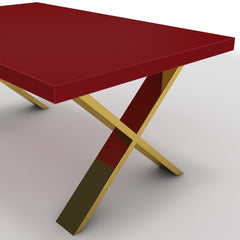 Dohányzóasztal - Préma arany lábbal - Chilli piros, méret: 100x60