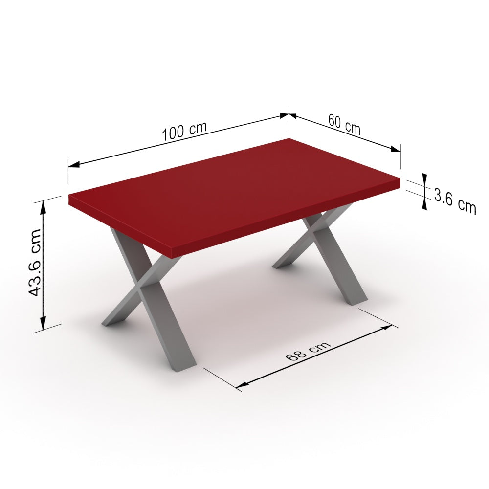 Dohányzóasztal - Préma festett ezüst lábbal - Chilli piros, méret: 100x60