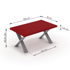 Dohányzóasztal - Préma festett ezüst lábbal - Chilli piros, méret: 100x60