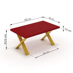 Dohányzóasztal - Préma festett arany lábbal - Chilli piros, méret: 100x60