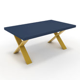 Dohányzóasztal - Préma festett arany lábbal - Tiroli kék, méret: 100x60