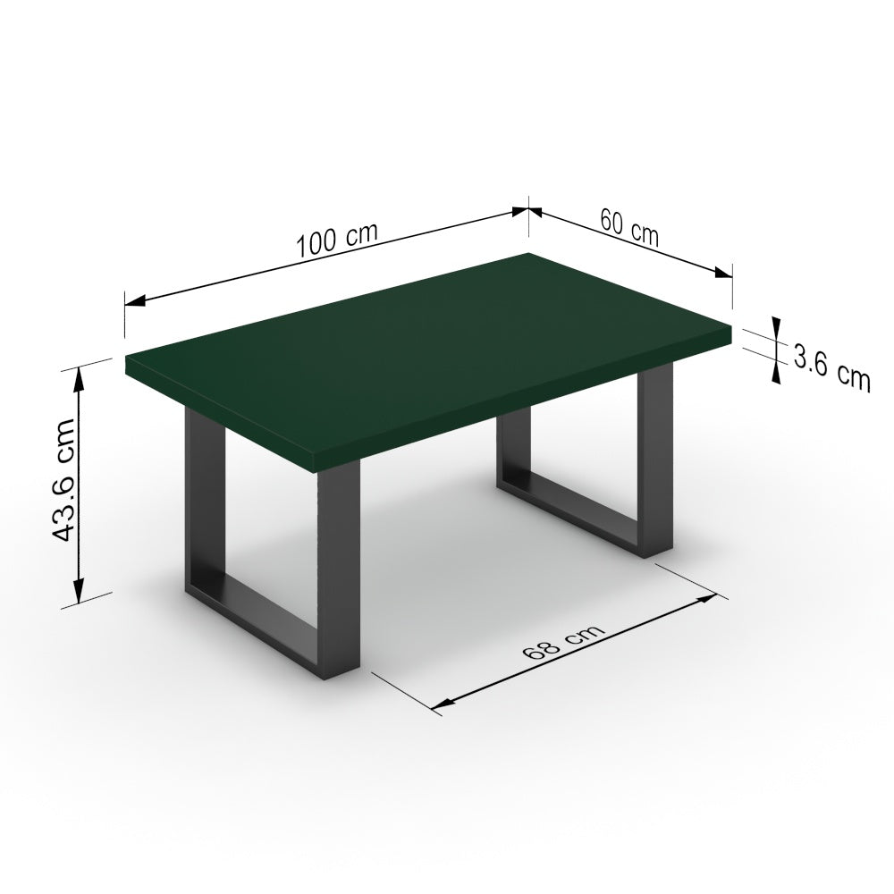 Dohányzóasztal - Antara fekete lábbal - Forest zöld, méret: 100x60