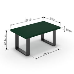 Dohányzóasztal - Antara fekete lábbal - Forest zöld, méret: 100x60
