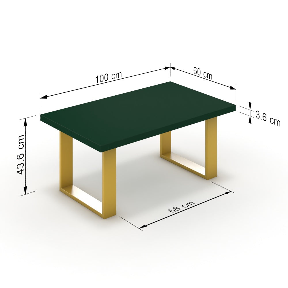 Dohányzóasztal - Antara festett arany lábbal - Forest zöld, méret: 100x60