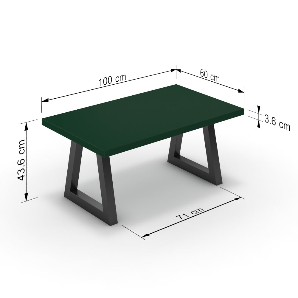 Dohányzóasztal - Bala fekete lábbal - Forest zöld, méret: 100x60