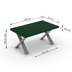 Dohányzóasztal - Préma festett ezüst lábbal - Forest zöld, méret: 100x60