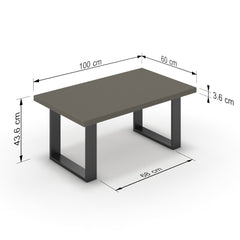 Dohányzóasztal - Antara fekete lábbal - Fosszil szürke, méret: 100x60