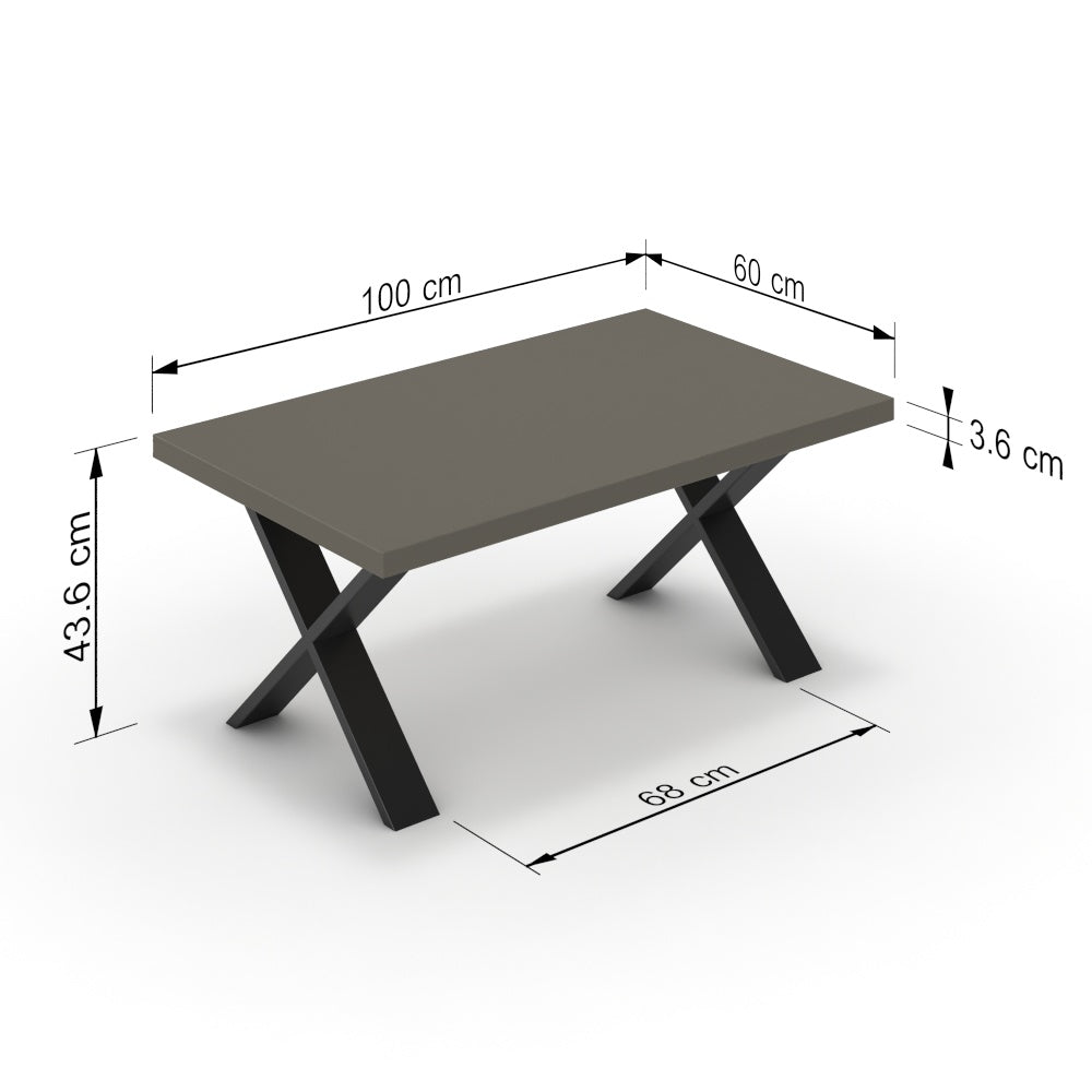 Dohányzóasztal - Préma fekete lábbal - Fosszil szürke, méret: 100x60