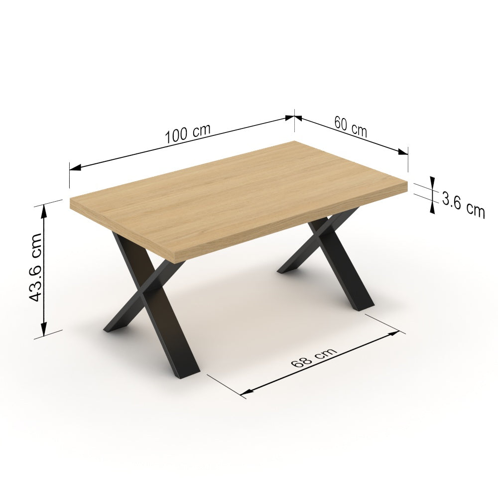 Dohányzóasztal - Préma fekete lábbal - Vicenza tölgy, méret: 100x60