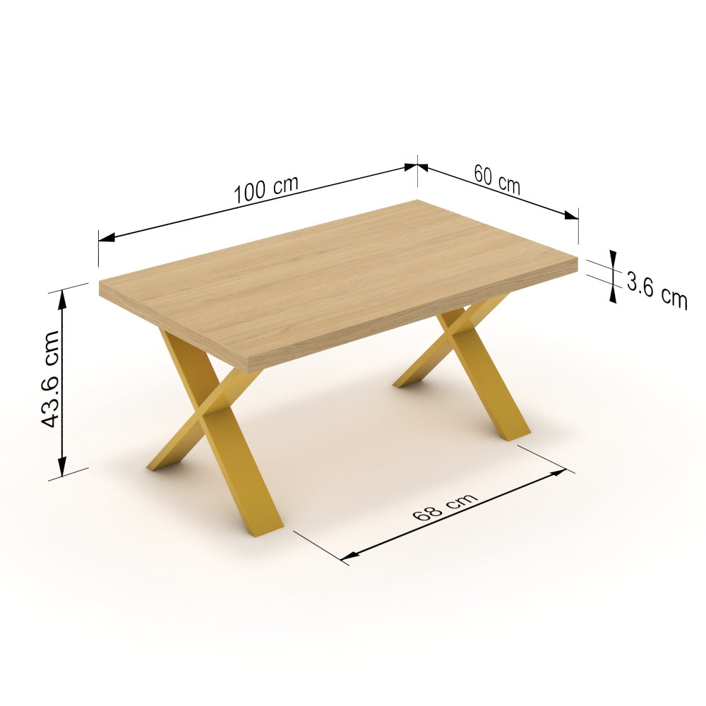Dohányzóasztal - Préma festett arany lábbal - Vicenza tölgy, méret: 100x60
