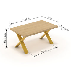 Dohányzóasztal - Préma festett arany lábbal - Vicenza tölgy, méret: 100x60