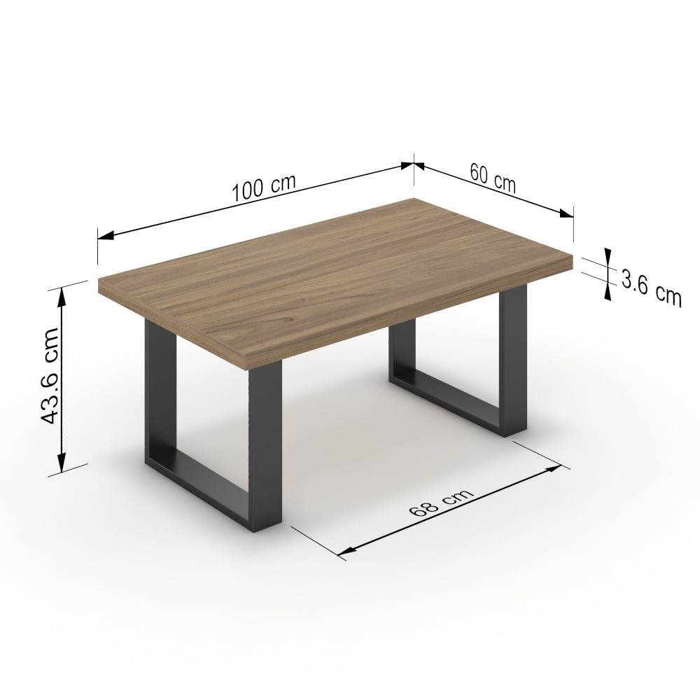 Dohányzóasztal - Antara fekete lábbal - Világos rauna szil, méret: 100x60