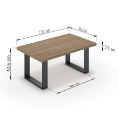 Dohányzóasztal - Antara fekete lábbal - Világos rauna szil, méret: 100x60
