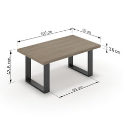 Dohányzóasztal - Antara fekete lábbal - Szürke Vicenza tölgy, méret: 100x60
