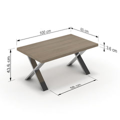 Dohányzóasztal - Préma króm lábbal - Szürke Vicenza tölgy, méret: 100x60