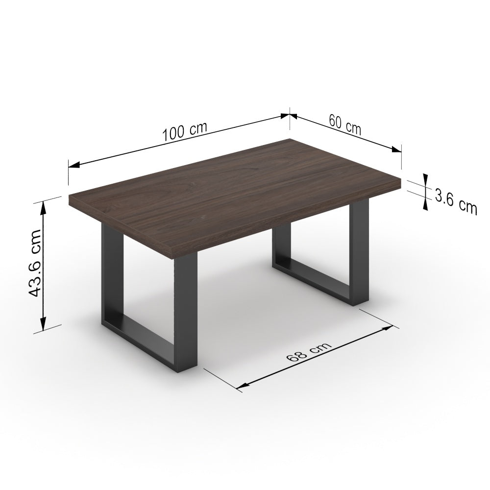 Dohányzóasztal - Antara fekete lábbal - Sötét rauna szil, méret: 100x60