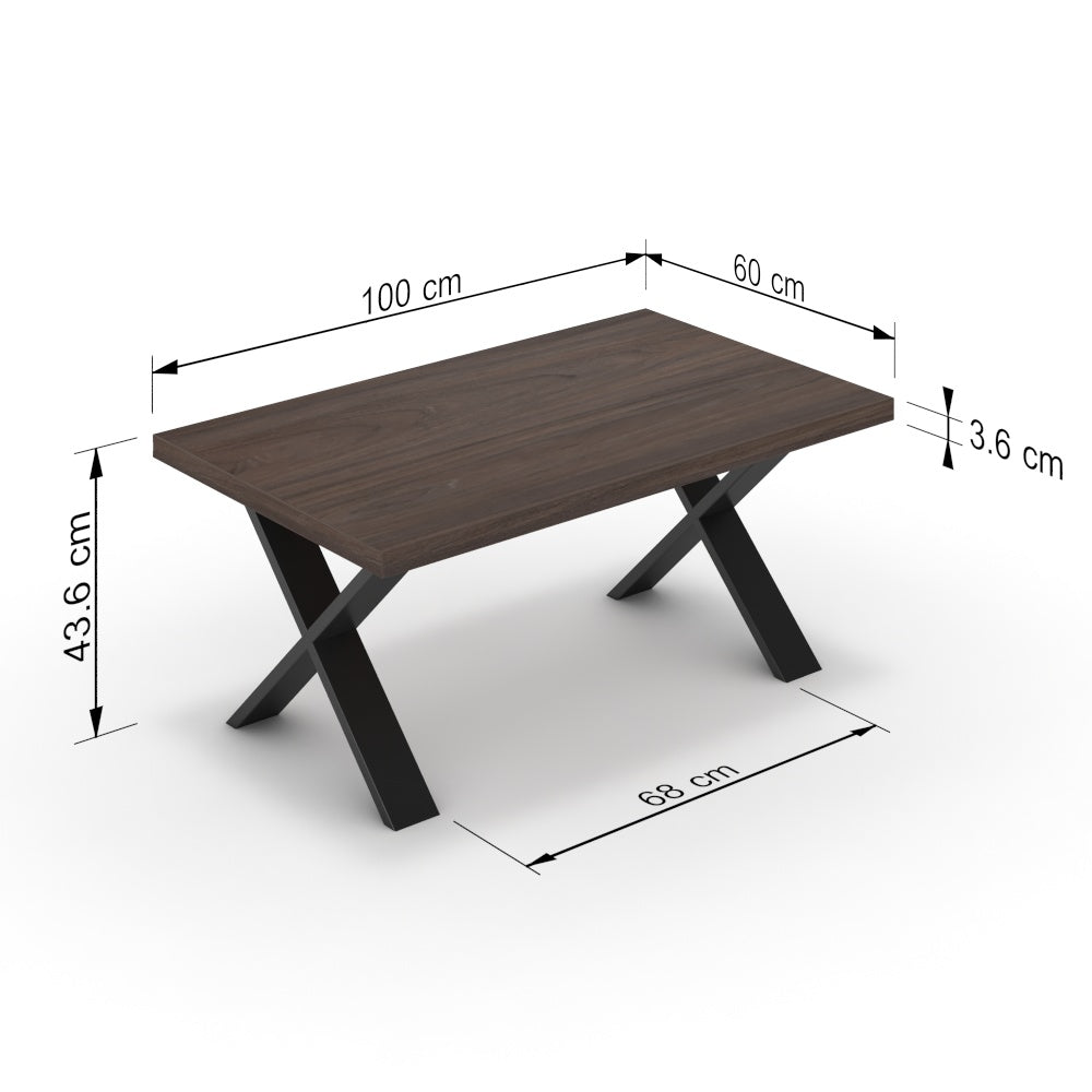 Dohányzóasztal - Préma fekete lábbal - Sötét rauna szil, méret: 100x60