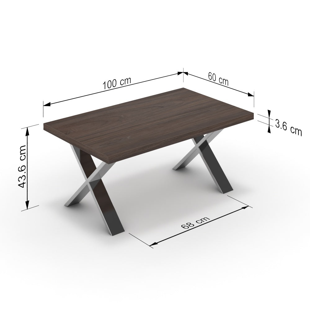 Dohányzóasztal - Préma króm lábbal - Sötét rauna szil, méret: 100x60