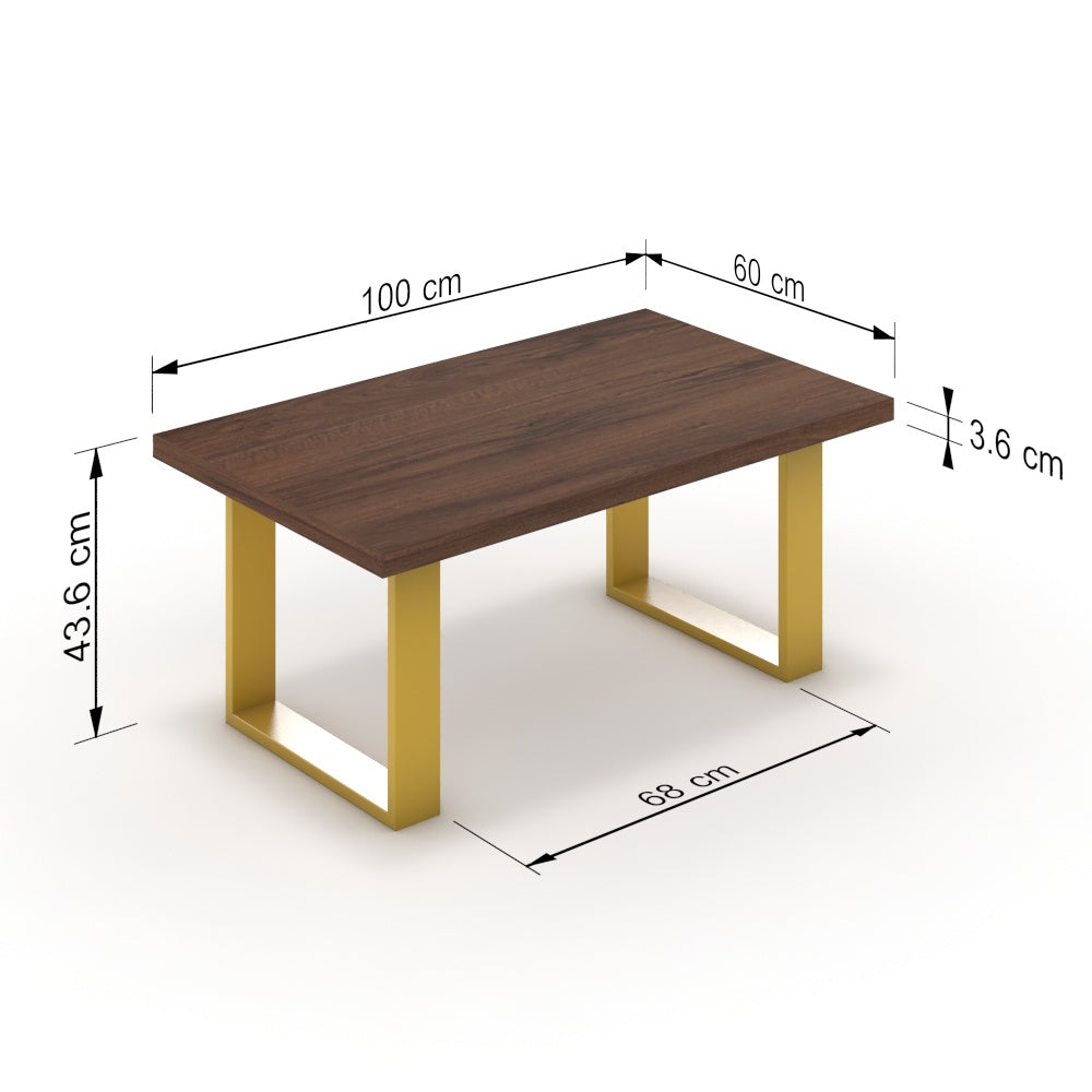 Dohányzóasztal - Antara festett arany lábbal - Mogyoró, méret: 100x60
