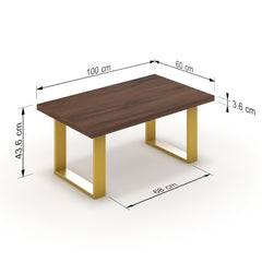 Dohányzóasztal - Antara festett arany lábbal - Mogyoró, méret: 100x60