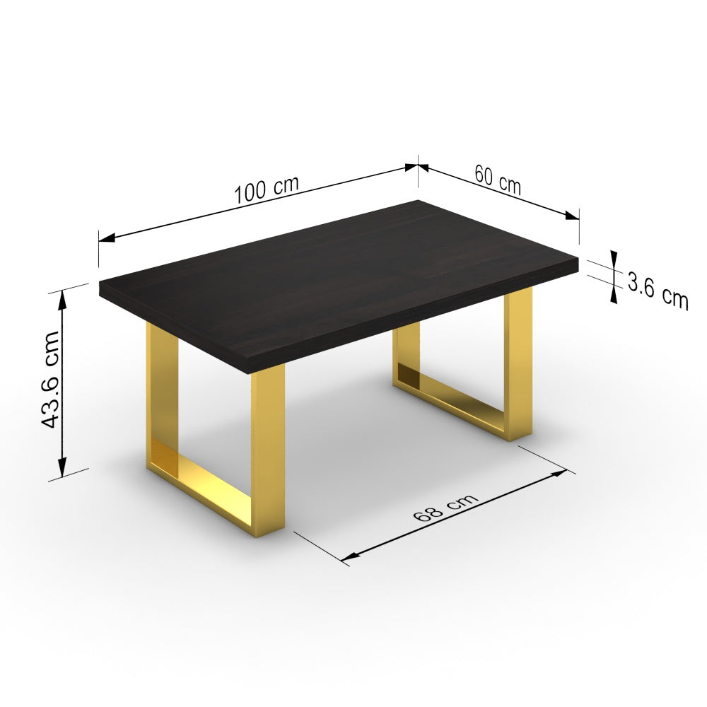 Dohányzóasztal - Antara arany lábbal - Füstölt dió, méret: 100x60