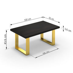 Dohányzóasztal - Antara arany lábbal - Füstölt dió, méret: 100x60