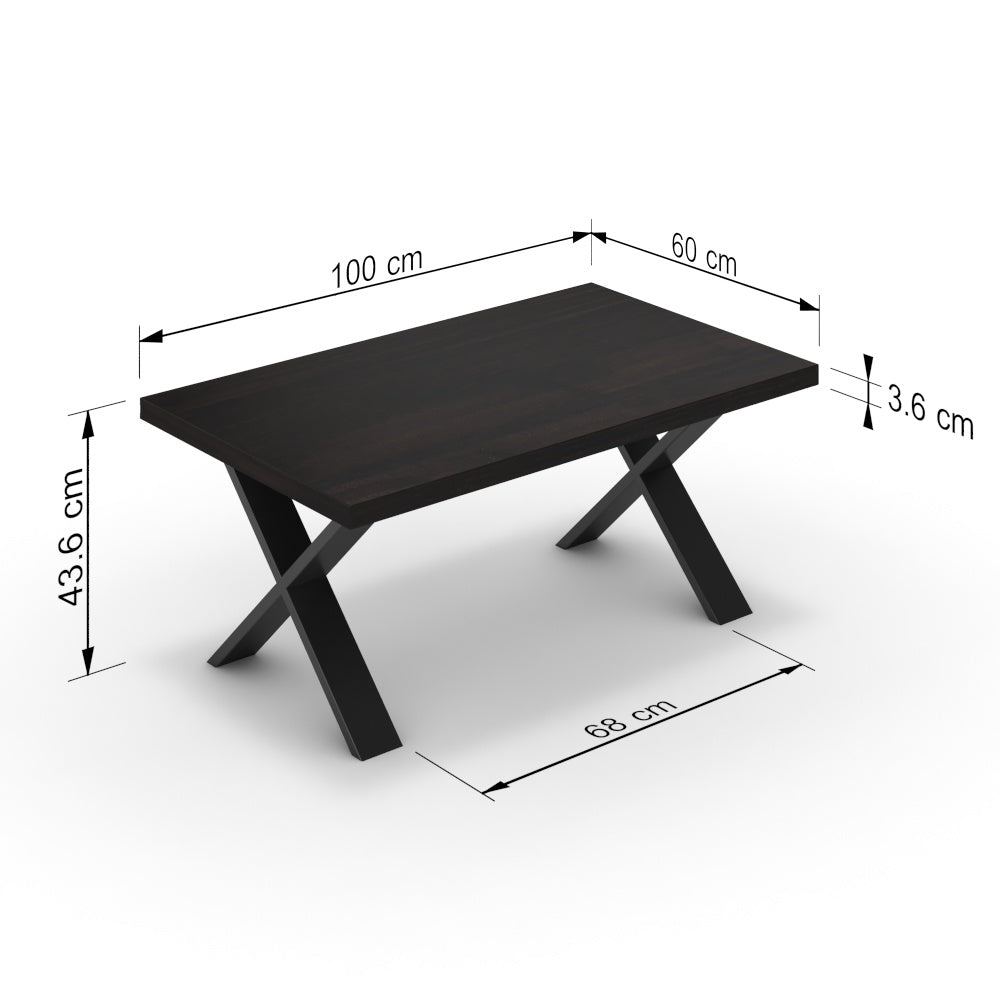 Dohányzóasztal - Préma fekete lábbal - Füstölt dió, méret: 100x60