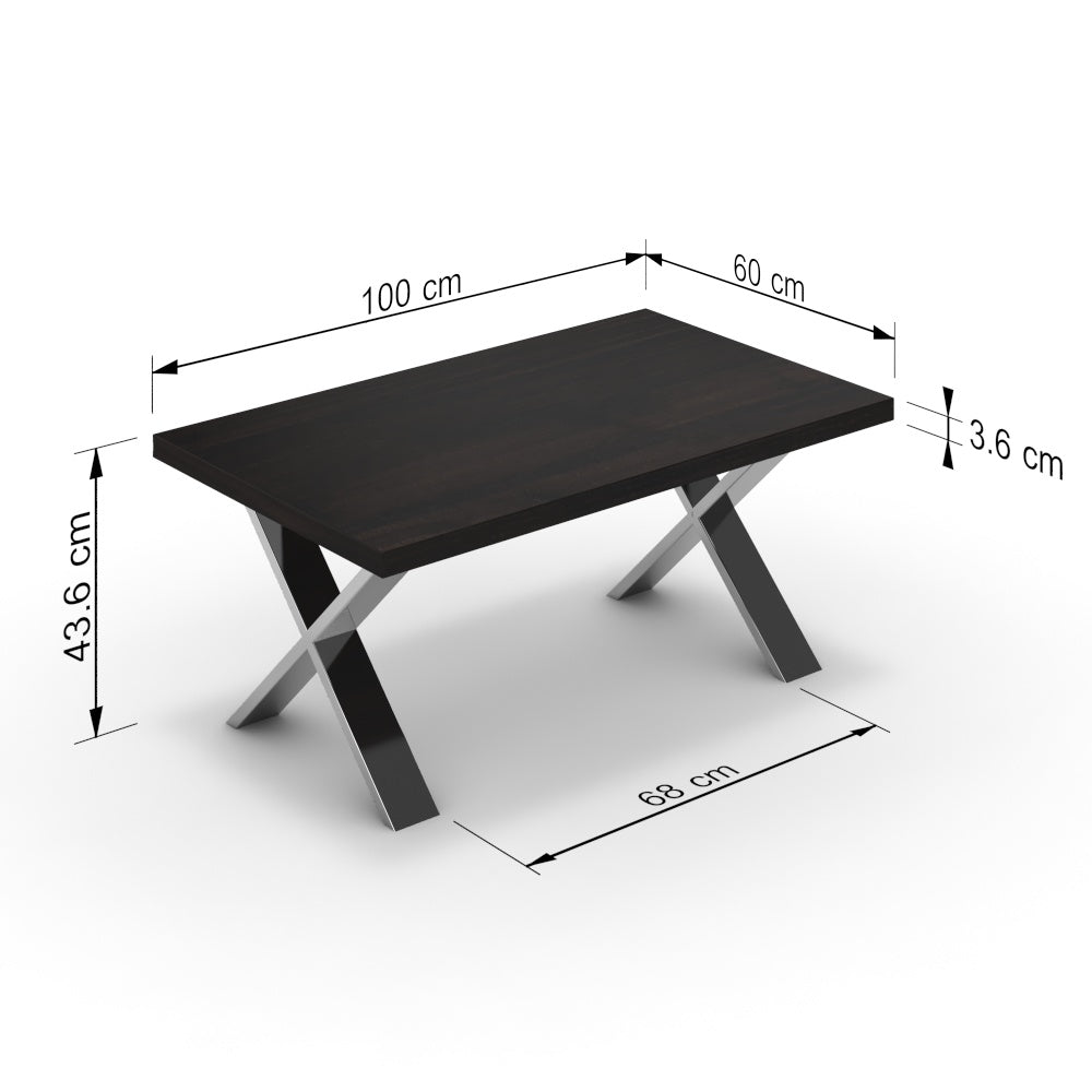 Dohányzóasztal - Préma króm lábbal - Füstölt dió, méret: 100x60