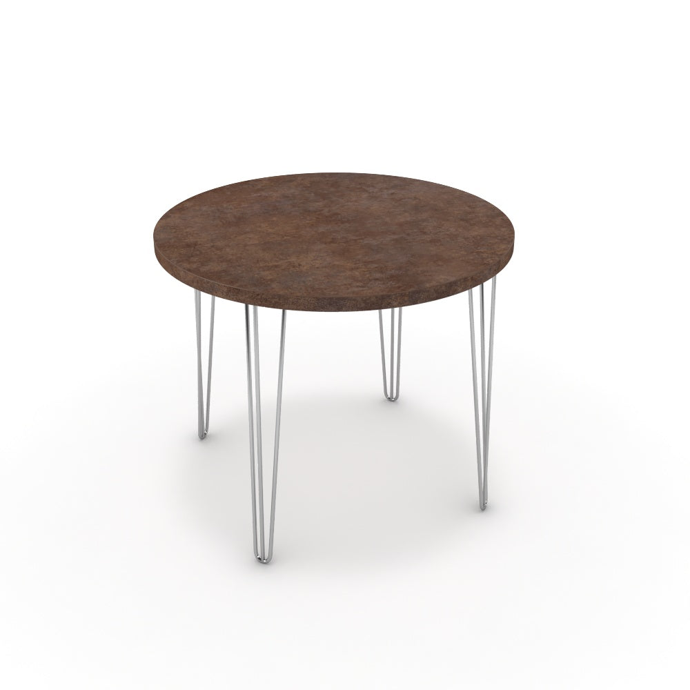 Étkezőasztal, kerek - Linga króm lábbal - Ferro bronz, méret: 90x90