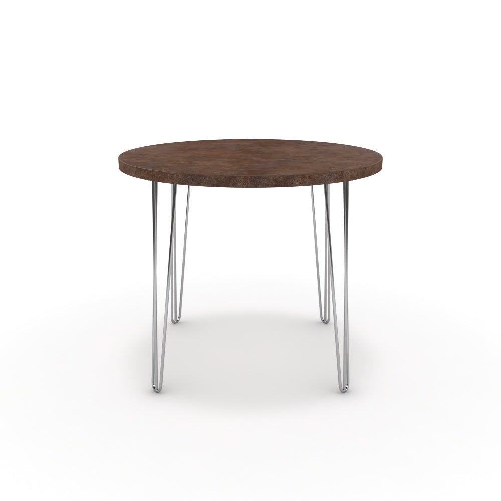 Étkezőasztal, kerek - Linga króm lábbal - Ferro bronz, méret: 90x90