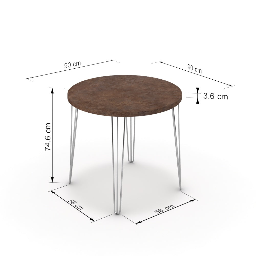 Étkezőasztal, kerek - Linga króm lábbal - Ferro bronz, méret: 90x90