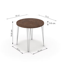 Étkezőasztal, kerek - Linga króm lábbal - Ferro bronz, méret: 90x90