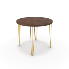 Étkezőasztal, kerek - Linga arany lábbal - Ferro bronz, méret: 90x90