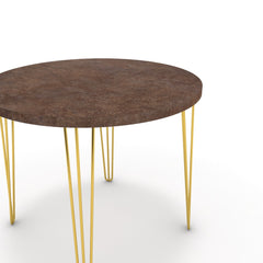 Étkezőasztal, kerek - Linga arany lábbal - Ferro bronz, méret: 90x90