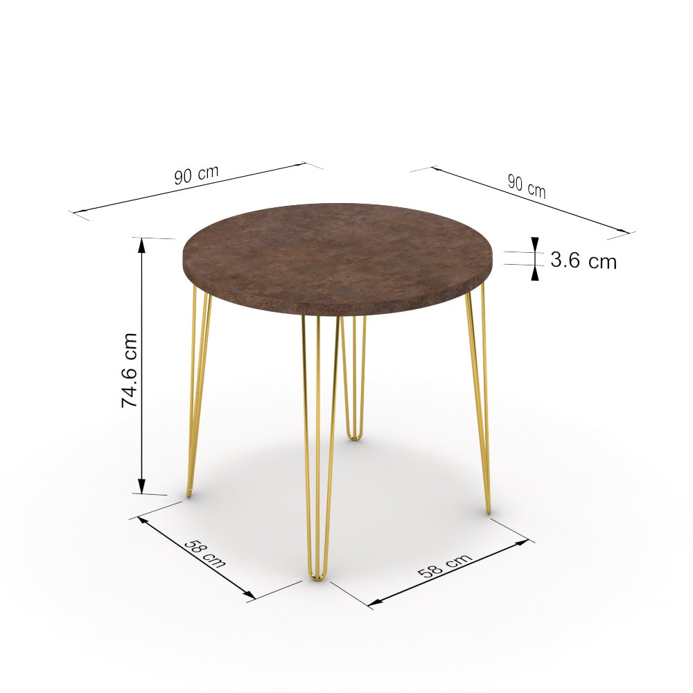 Étkezőasztal, kerek - Linga arany lábbal - Ferro bronz, méret: 90x90