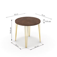 Étkezőasztal, kerek - Linga arany lábbal - Ferro bronz, méret: 90x90