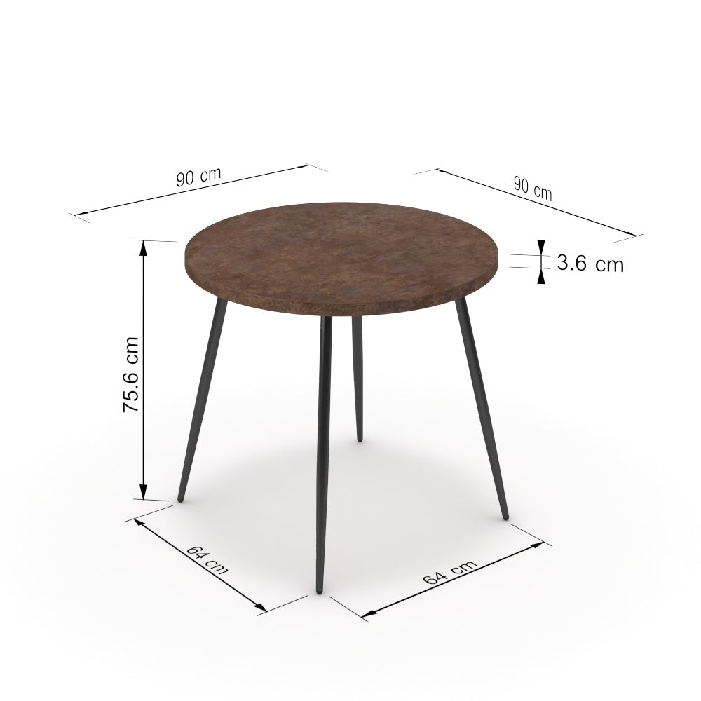 Étkezőasztal, kerek - Manu fekete lábbal - Ferro bronz, méret: 90x90