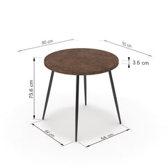 Étkezőasztal, kerek - Manu fekete lábbal - Ferro bronz, méret: 90x90
