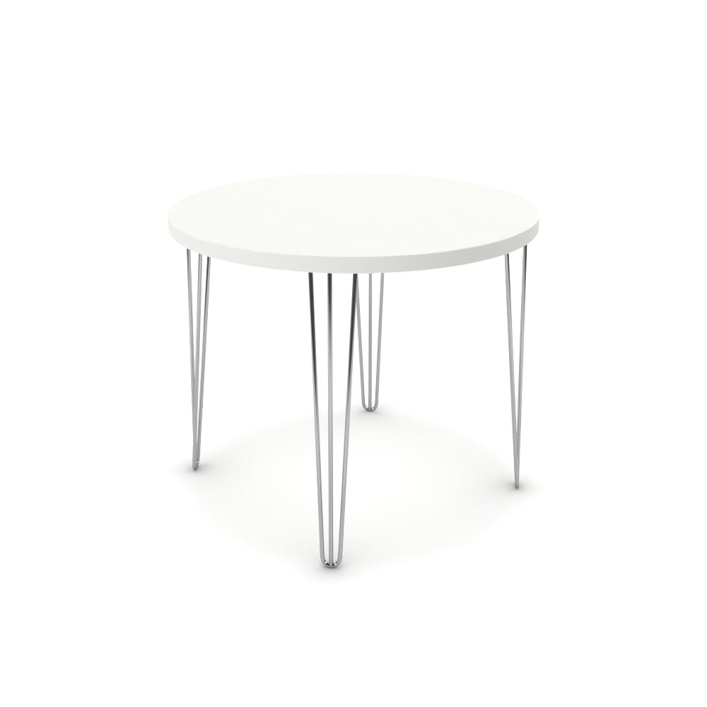 Étkezőasztal, kerek - Linga króm lábbal - Alpesi fehér, méret: 90x90