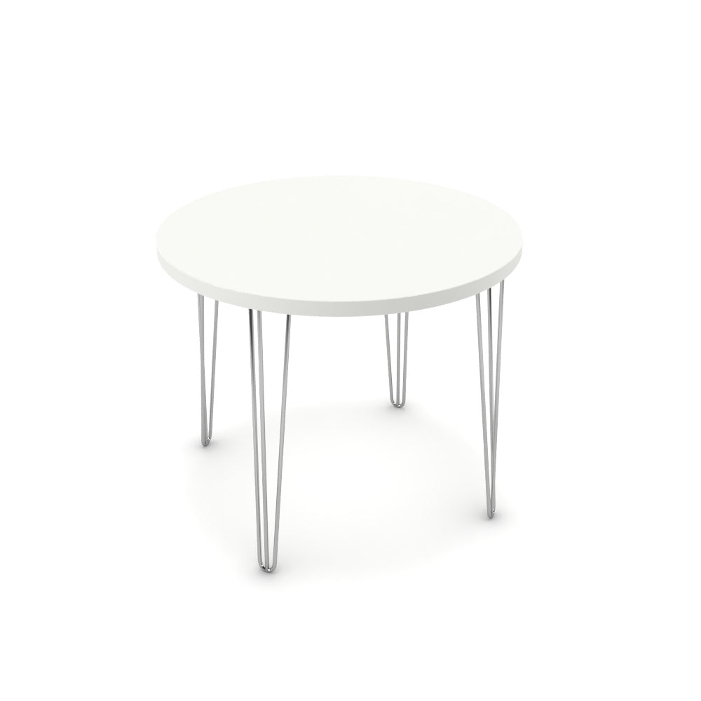 Étkezőasztal, kerek - Linga króm lábbal - Alpesi fehér, méret: 90x90