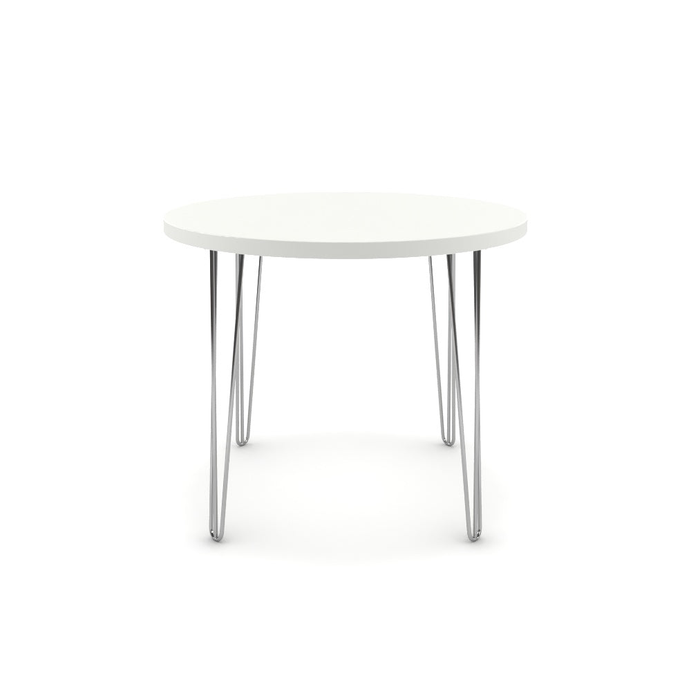 Étkezőasztal, kerek - Linga króm lábbal - Alpesi fehér, méret: 90x90