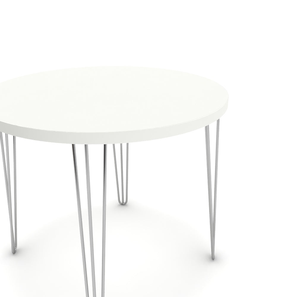 Étkezőasztal, kerek - Linga króm lábbal - Alpesi fehér, méret: 90x90