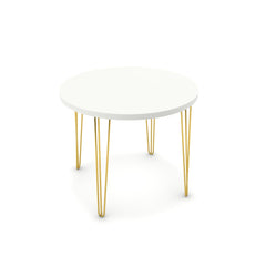 Étkezőasztal, kerek - Linga arany lábbal - Alpesi fehér, méret: 90x90