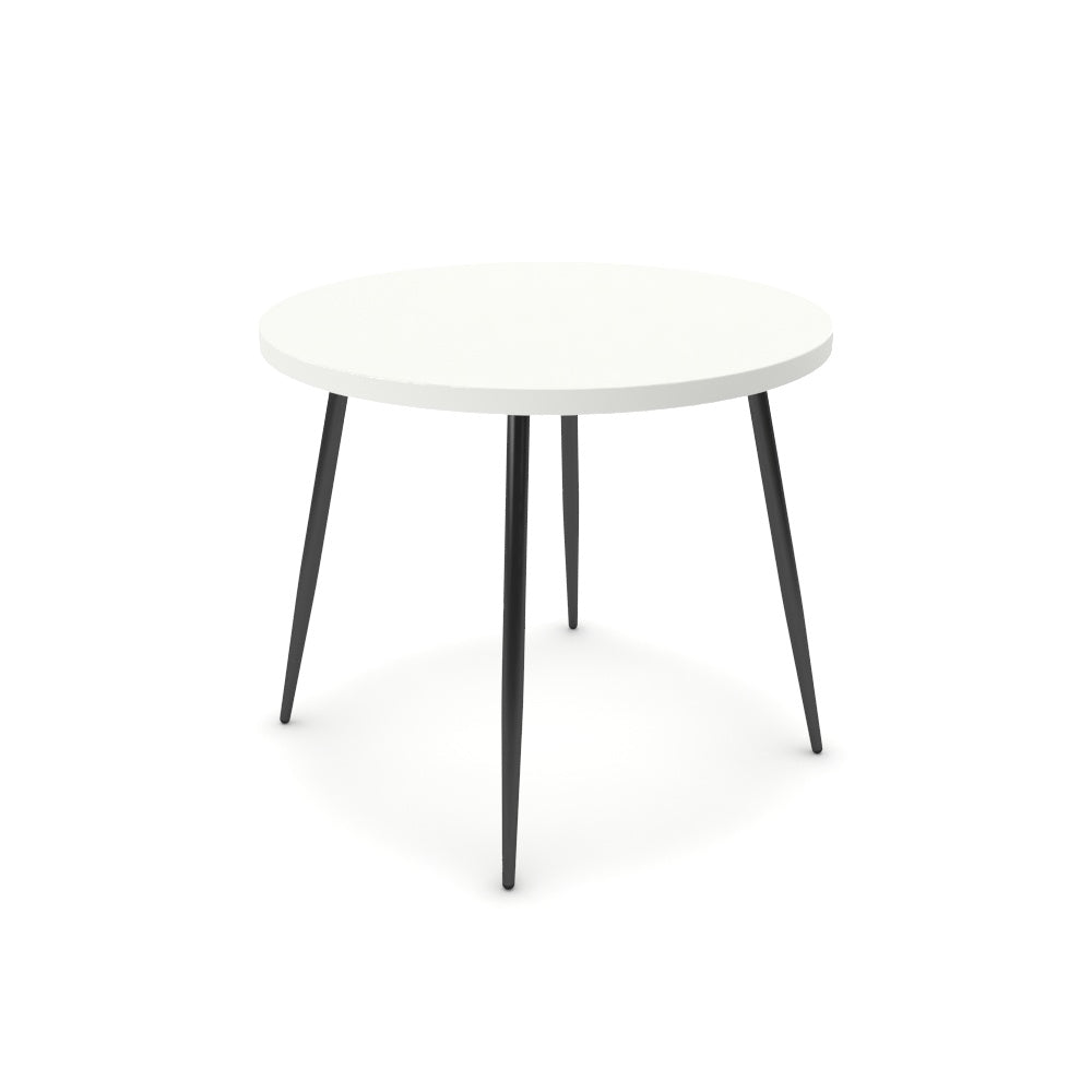 Étkezőasztal, kerek - Manu fekete lábbal - Alpesi fehér, méret: 90x90