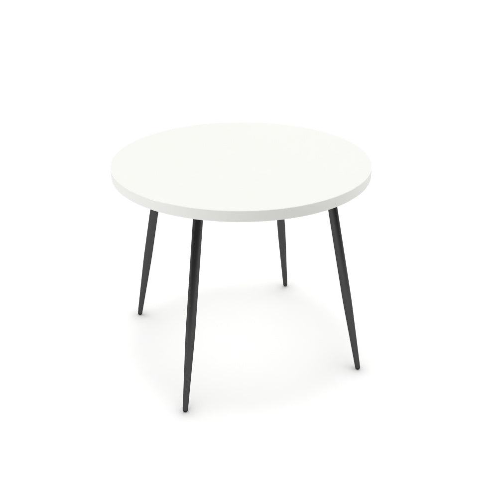 Étkezőasztal, kerek - Manu fekete lábbal - Alpesi fehér, méret: 90x90